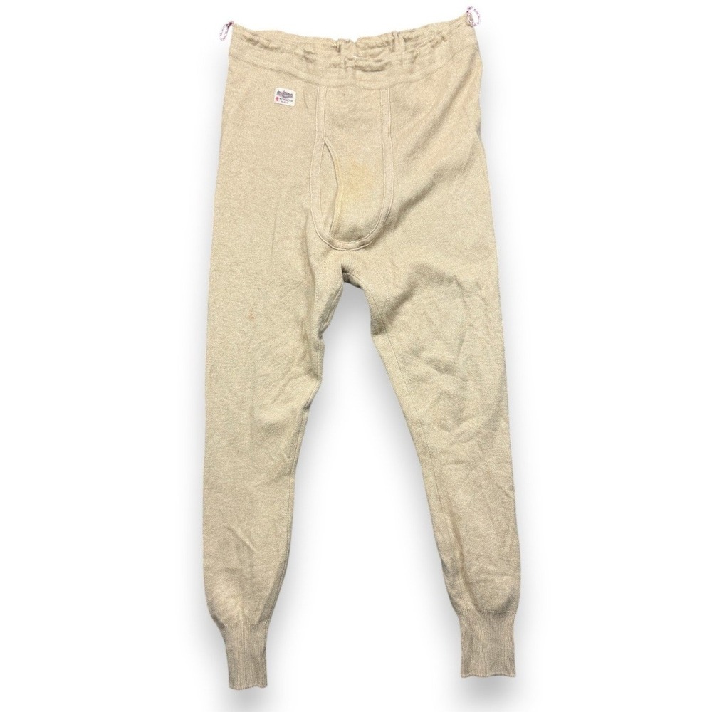 Mitsukoshi Thermal Set Mens‎ L Beige Wool Henley Top Leggings Long Johns Japan - Picture 8 of 16